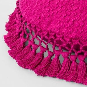 Round Opalhouse Pink Flamingo Crochet Throw Pillow